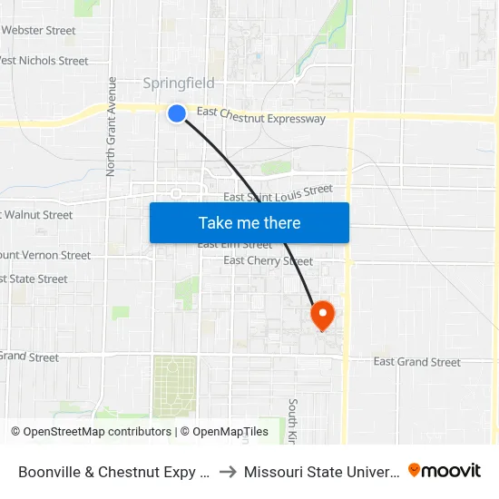 Boonville & Chestnut Expy (Se) to Missouri State University map