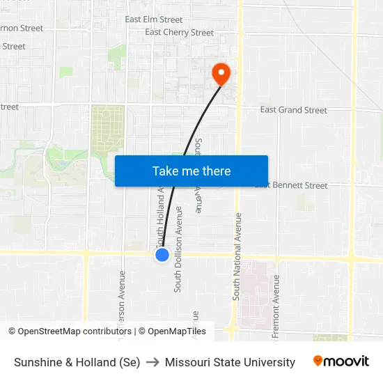 Sunshine & Holland (Se) to Missouri State University map