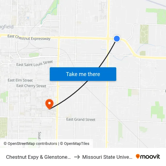 Chestnut Expy & Glenstone (Ne) to Missouri State University map