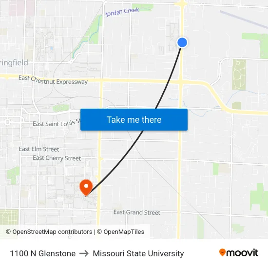 1100 N Glenstone to Missouri State University map
