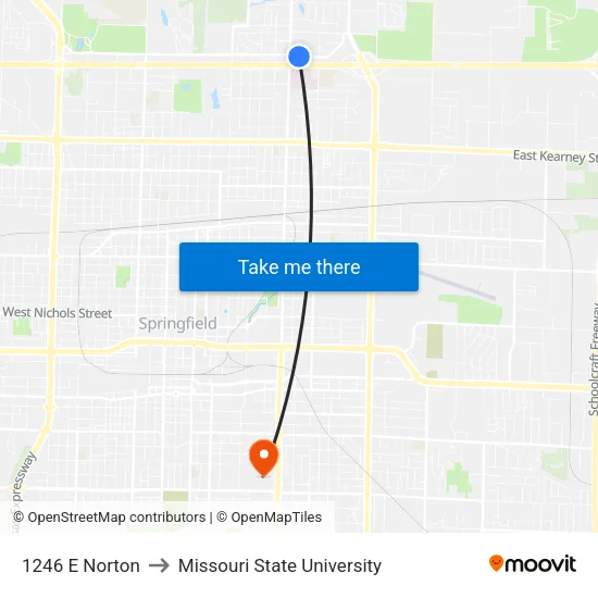 1246 E Norton to Missouri State University map