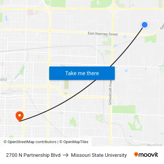 2700 N Partnership Blvd to Missouri State University map