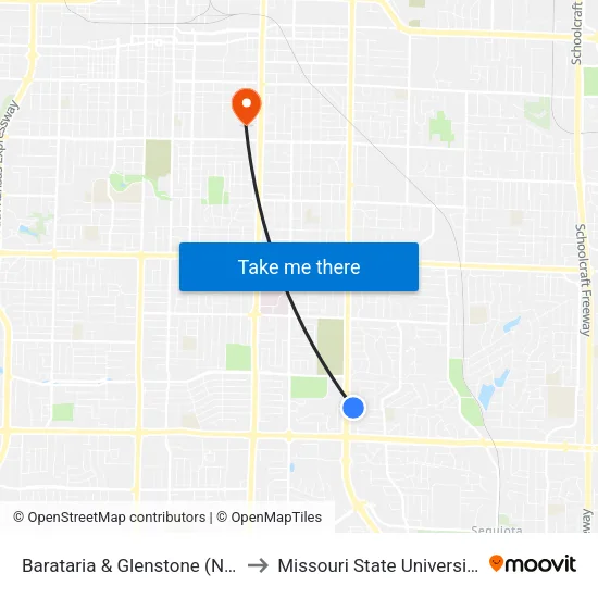 Barataria & Glenstone (Ne) to Missouri State University map
