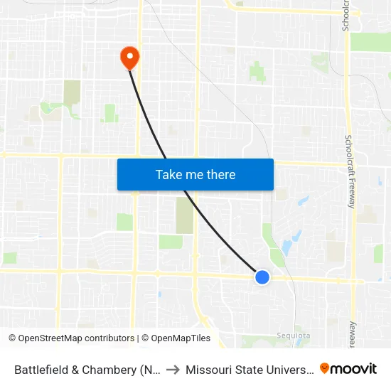Battlefield & Chambery (Nw) to Missouri State University map