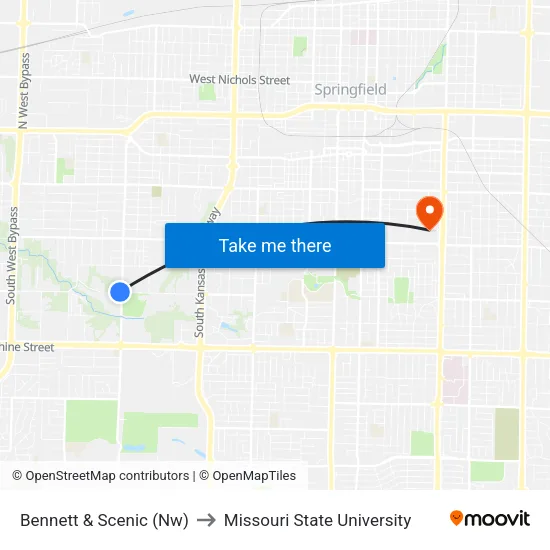 Bennett & Scenic (Nw) to Missouri State University map