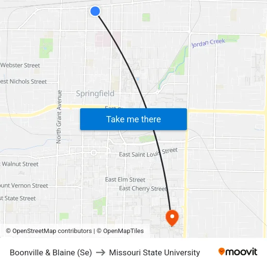 Boonville & Blaine (Se) to Missouri State University map