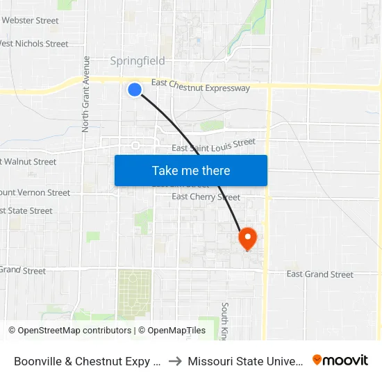 Boonville & Chestnut Expy (Sw) to Missouri State University map