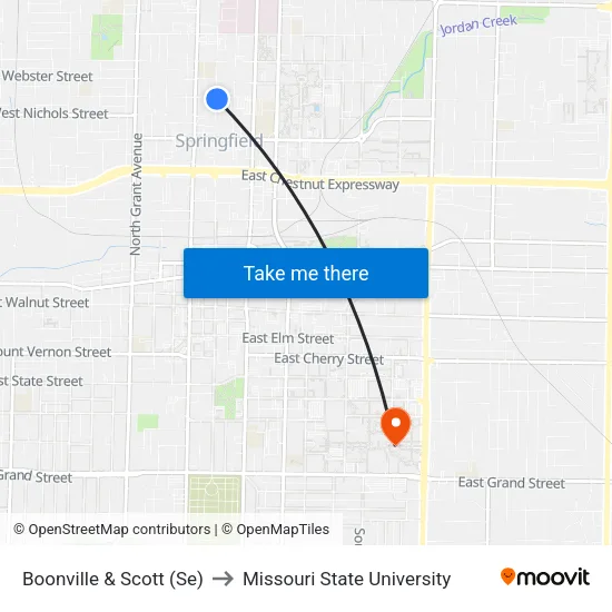 Boonville & Scott (Se) to Missouri State University map