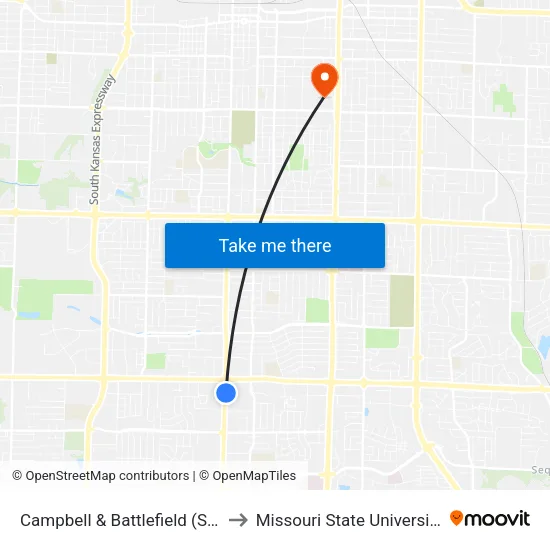 Campbell & Battlefield (Se) to Missouri State University map