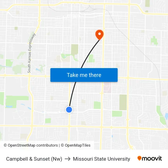 Campbell & Sunset (Nw) to Missouri State University map