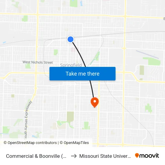 Commercial & Boonville (Nw) to Missouri State University map
