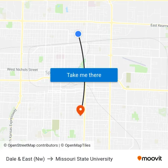 Dale & East (Nw) to Missouri State University map