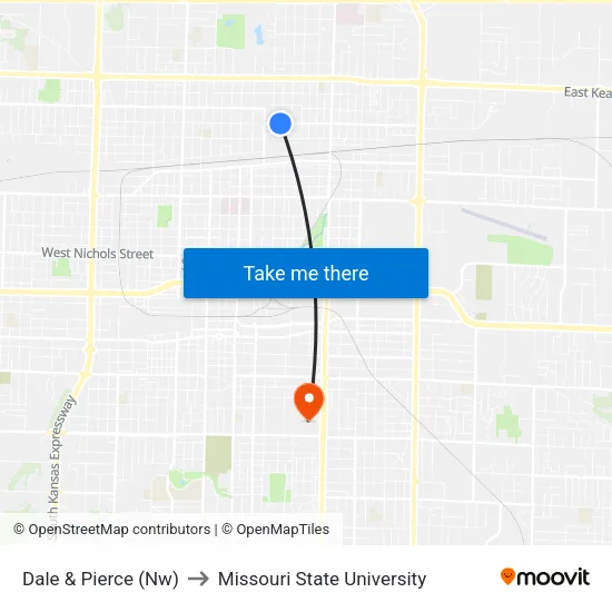 Dale & Pierce (Nw) to Missouri State University map
