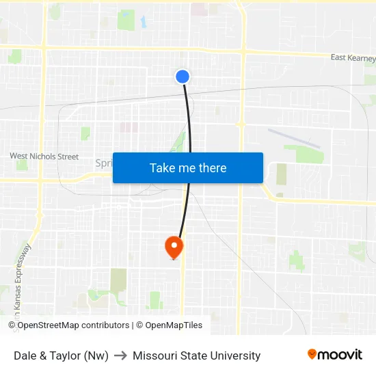 Dale & Taylor (Nw) to Missouri State University map