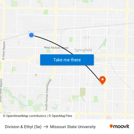 Division & Ethyl (Se) to Missouri State University map