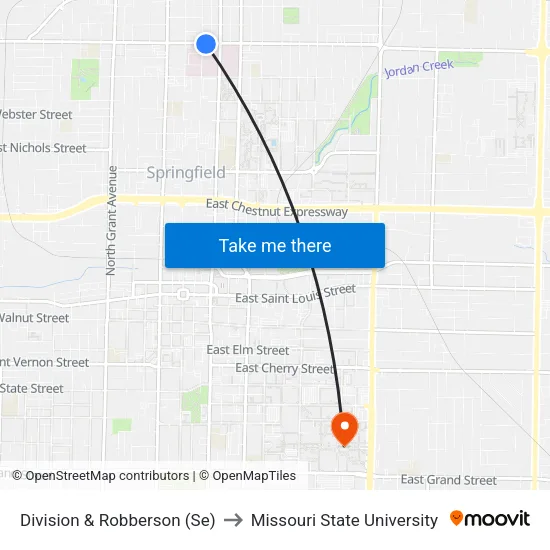 Division & Robberson (Se) to Missouri State University map