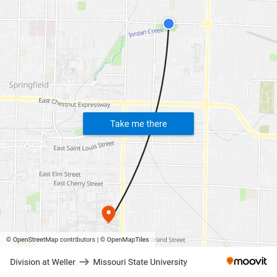 Division at Weller to Missouri State University map
