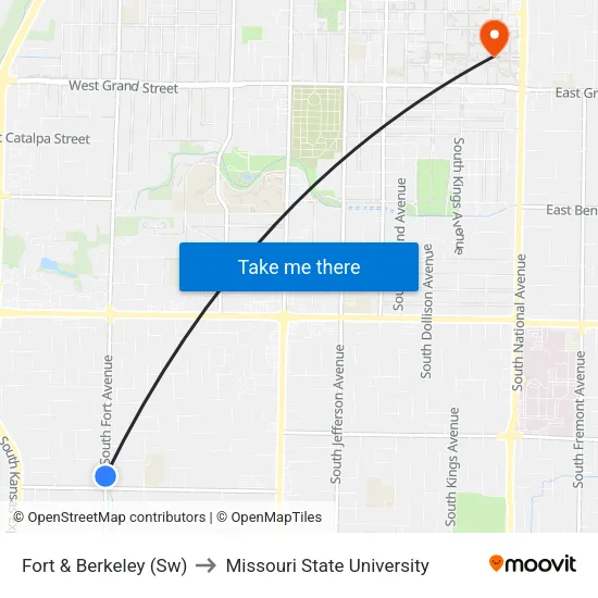 Fort & Berkeley (Sw) to Missouri State University map
