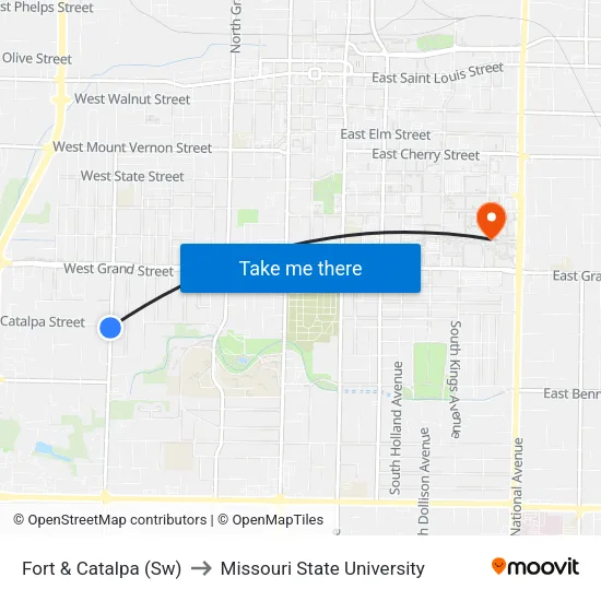 Fort & Catalpa (Sw) to Missouri State University map