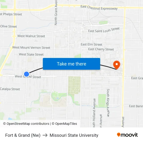 Fort & Grand (Nw) to Missouri State University map