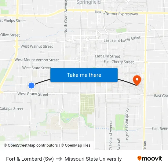 Fort & Lombard (Sw) to Missouri State University map