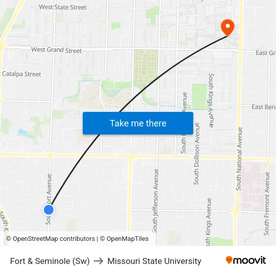 Fort & Seminole (Sw) to Missouri State University map