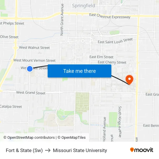 Fort & State (Sw) to Missouri State University map