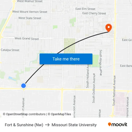 Fort & Sunshine (Nw) to Missouri State University map