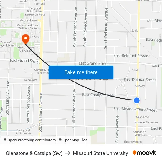 Glenstone & Catalpa (Sw) to Missouri State University map