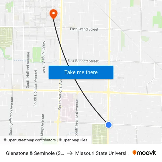Glenstone & Seminole (Se) to Missouri State University map