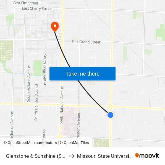 Glenstone & Sunshine (Sw) to Missouri State University map