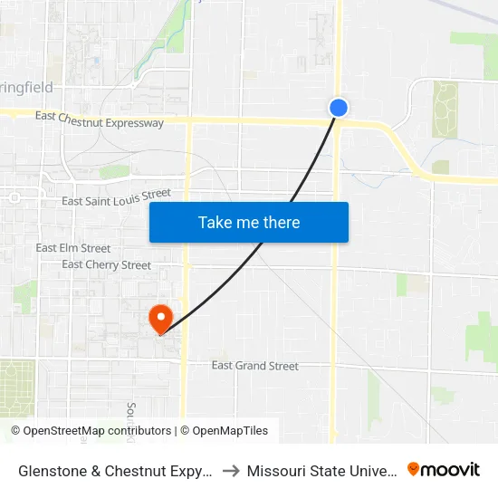 Glenstone & Chestnut Expy (Ne) to Missouri State University map