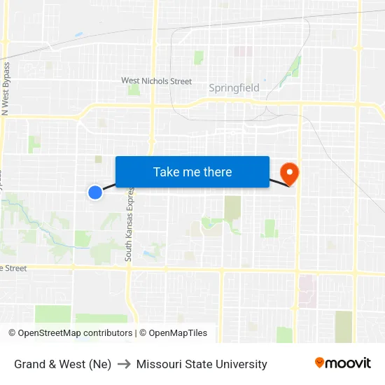 Grand & West (Ne) to Missouri State University map