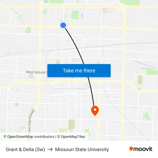 Grant & Della (Sw) to Missouri State University map