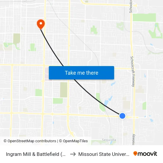 Ingram Mill & Battlefield (Nw) to Missouri State University map