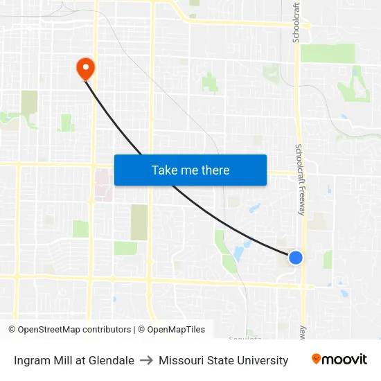 Ingram Mill at Glendale to Missouri State University map