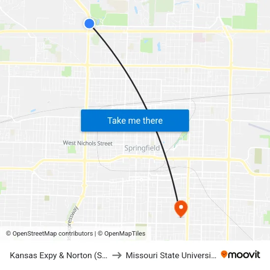 Kansas Expy & Norton (Se) to Missouri State University map