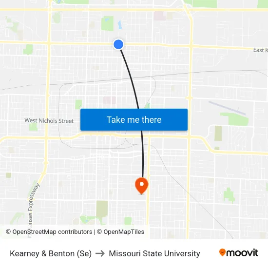Kearney & Benton (Se) to Missouri State University map