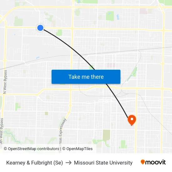 Kearney & Fulbright (Se) to Missouri State University map