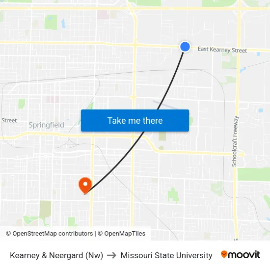Kearney & Neergard (Nw) to Missouri State University map