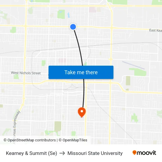 Kearney & Summit (Se) to Missouri State University map
