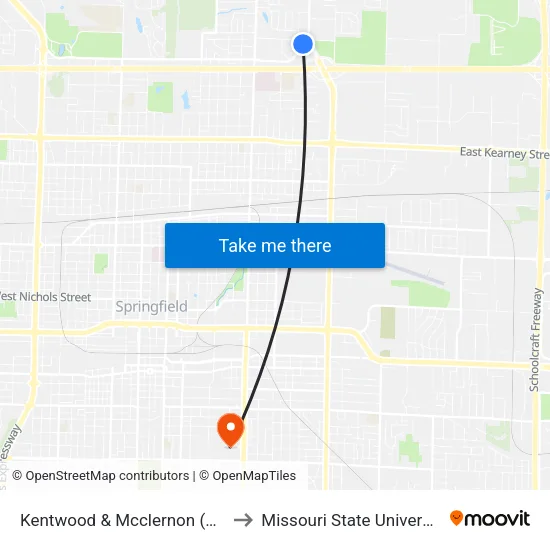 Kentwood & Mcclernon (Sw) to Missouri State University map