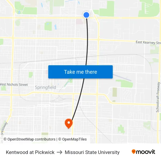 Kentwood at  Pickwick to Missouri State University map