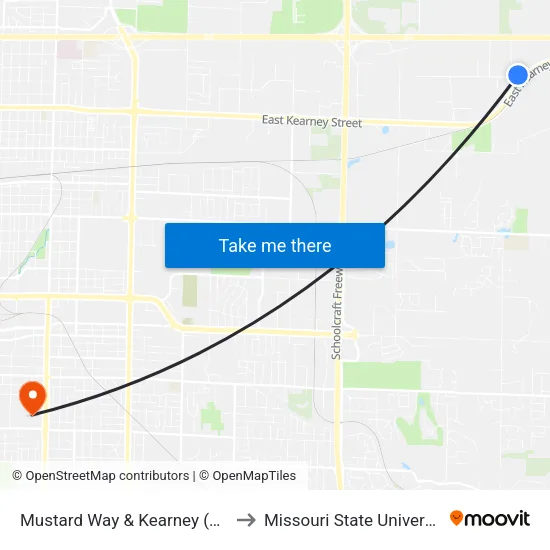 Mustard Way & Kearney (Nw) to Missouri State University map