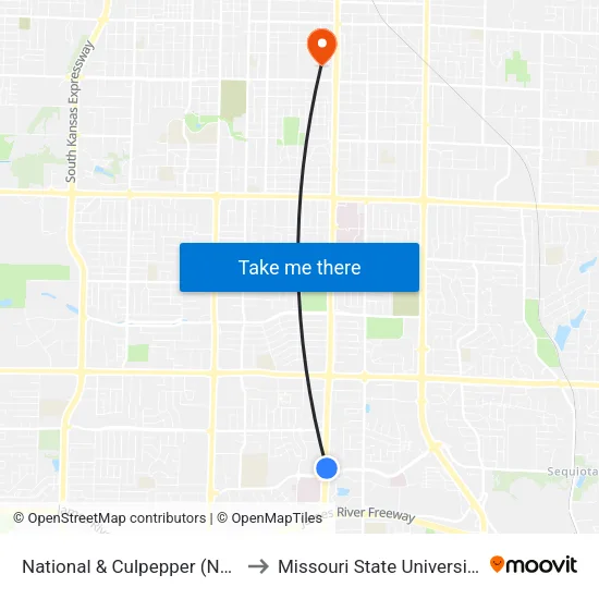 National & Culpepper (Nw) to Missouri State University map