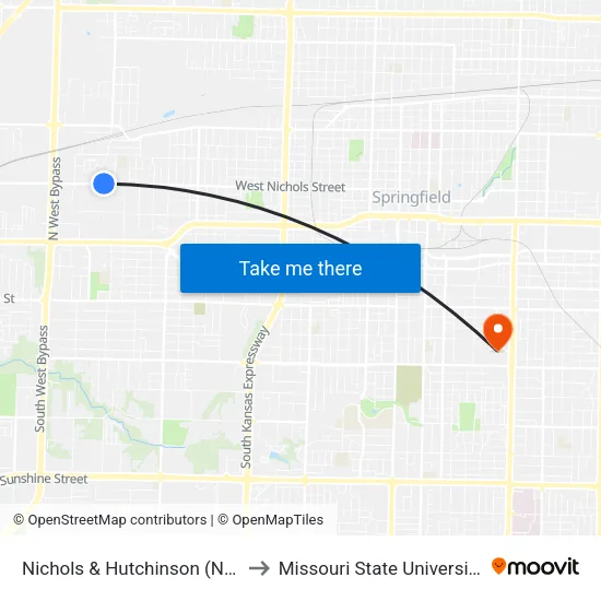 Nichols & Hutchinson (Ne) to Missouri State University map