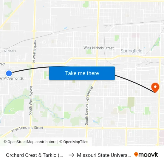 Orchard Crest & Tarkio (Ne) to Missouri State University map