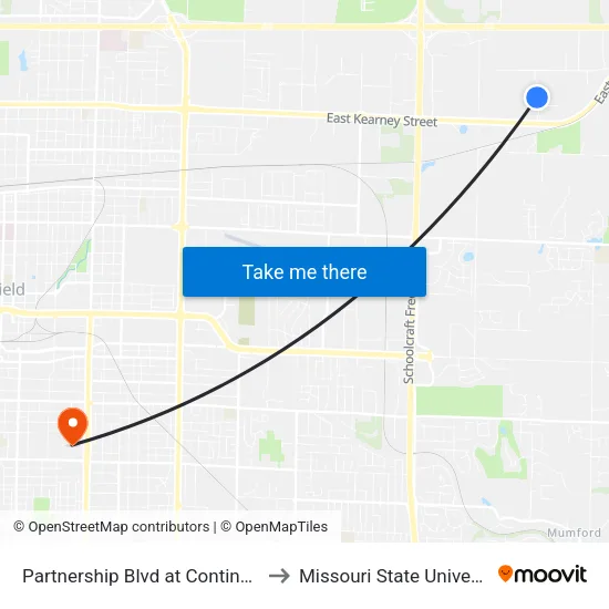Partnership Blvd at Continental to Missouri State University map