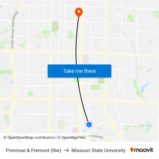 Primrose & Fremont (Nw) to Missouri State University map