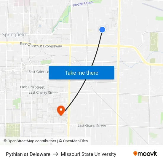 Pythian at Delaware to Missouri State University map